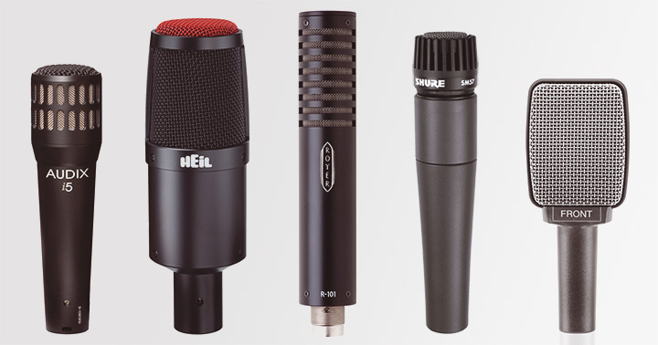 Exemples de microphones adaptés à la prise de son d'amplis guitare