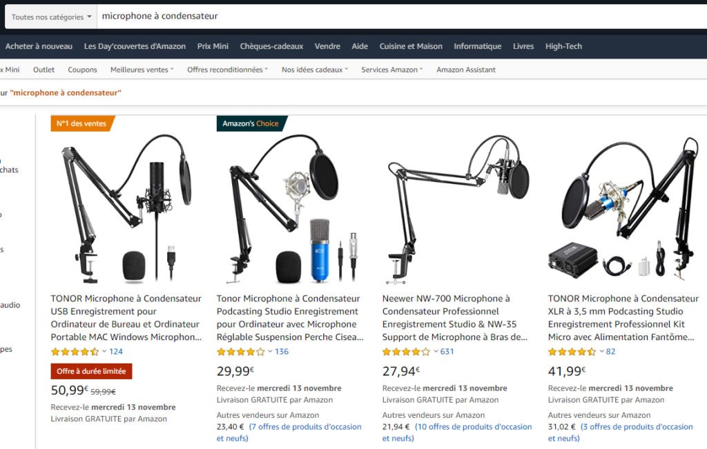 Des microphones pas chers sur Amazon