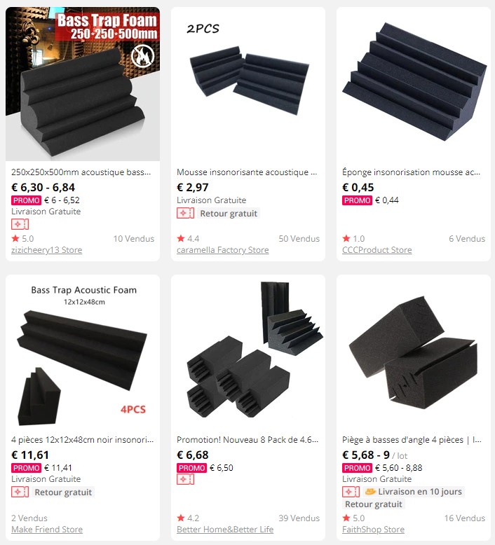 Bass traps pas chers sur Aliexpress