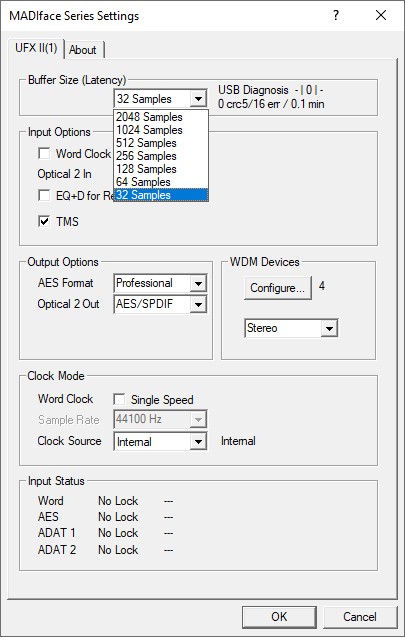 Panneau de réglage du buffer