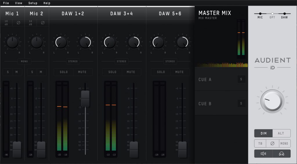 Le logiciel d'Audient pour contrôler la iD14